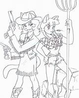 Country Western Chan Sue Kitty sketch template