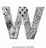 Letter Zentangle Alphabet Vector Shutterstock Stylized Coloring Doodle Preview sketch template