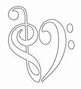Bass Colouring Clefs Clef Pages Coloring Heart Treble sketch template