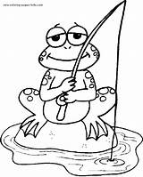 Frog Coloring Pages Fishing Kids Frogs Printable Color Animal Sheets Found sketch template