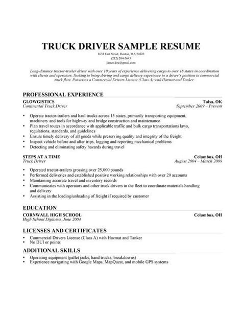 truck driver resume resume tips  success