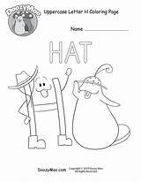 Letter Coloring Uppercase Printable Cute Hats sketch template
