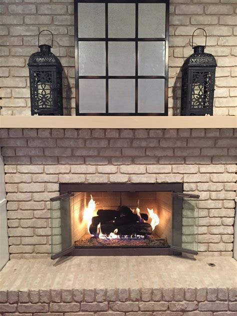 Furniture Diy Glass Fireplace Doors At Brick Wall Design With Opened