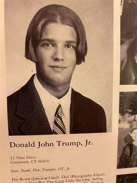 donald trump jrs yearbook photo  prep boarding school note  nickname democrats