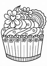 Cupcake Coloring Pages Cupcakes Dessert Book Printable Print Notebook Easy Cover Kids Food Sheets Adults Tulamama Blank Diary Zentangle Journal sketch template