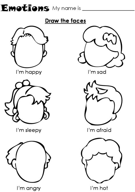 printable kids activity   face exploring emotions