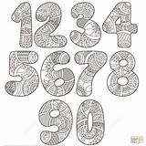 Zentangle Numbers Zahlen Chiffre Numeri Supercoloring Coloriages Ausdrucken Imprimer Adulti Adulte Lettere Chiffres Leaves Maternelle Verob Enfant Carnet Numéros Stampare sketch template