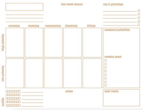adhd weekly planner template
