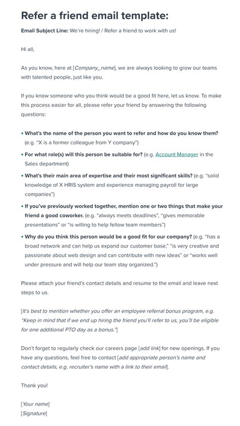 refer  friend   job email template workable