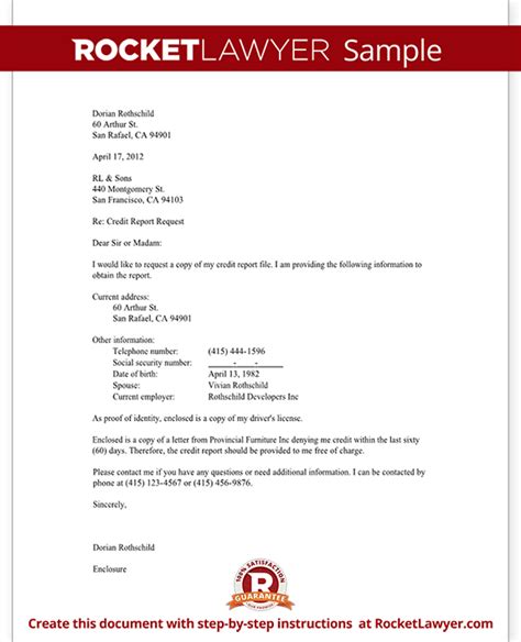 letter  request  credit report template  sample