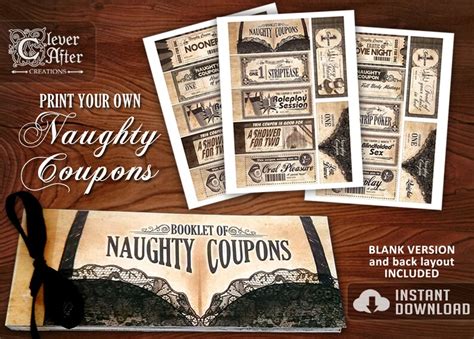 Naughty Coupons Book Printable Sexy Coupon Booklet Valentine Etsy