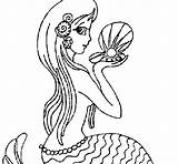 Mermaid Pearl Coloring Colorear Coloringcrew Mermaids Fantasy sketch template