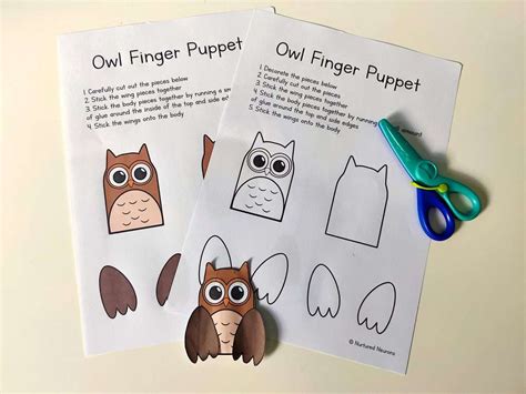 awesome owl finger puppet printable templates nurtured neurons