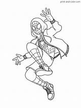 Coloring Pages Miles Morales Spider Man Color Print Popular sketch template