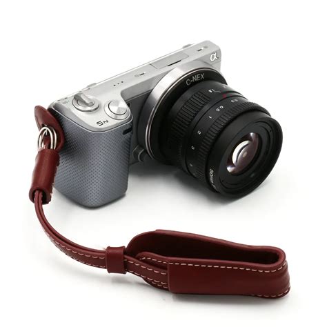 camera wrist hand strap grip double pu leather case brown  sony canon nikon photography