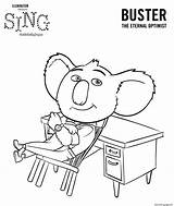 Sing Coloring Pages Buster Movie Koala Print Printable Color Book sketch template