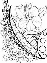 Coloring Pages Polynesian Moana Kids Flower Colouring Drawing Designs Sheets Book Printable Samoan Color Flowers Drawings Adult Clipart Children Pacific sketch template