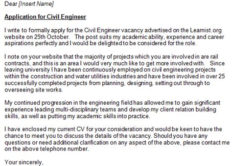 civil engineer cover letter  learnistorg