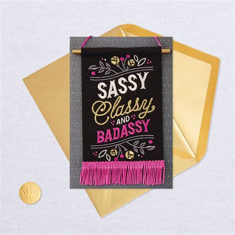 sassy classy and badassy birthday card with removable banner