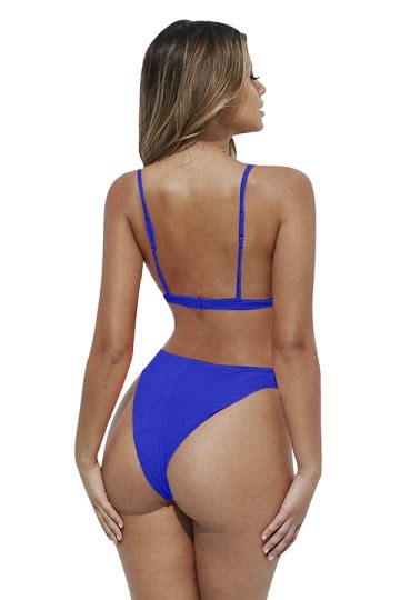 womens sexy backless push up two piece string bikini set sapphire blue pink queen