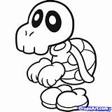 Mario Coloring Koopa Bones Dry Pages Troopa Bros Super Characters Game Drawing Paper Draw Star Printable Kids Drawings Cancer Step sketch template