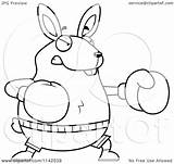 Boxing Coloring Cartoon Rabbit Chubby Clipart Outlined Vector Thoman Cory Royalty sketch template