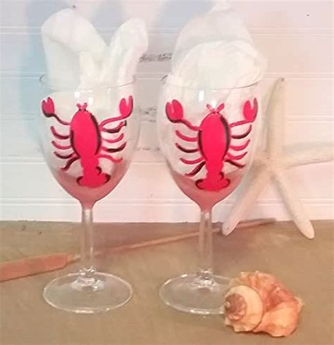 Hand Painted Nautical Lobster Wine Glasses Free