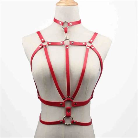 gothic suspender women leather harness sexy punk cross sculpture body
