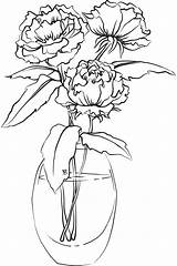 Vase Flower Drawing Flowers Peonies Coloring Digi Pages Printable Stamps Outline Beccy Place Peony Drawings Line Draw Vases Book Sheets sketch template