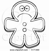 Cartoon Gingerbread Mascot Man Depressed Clipart Thoman Cory Outlined Coloring Vector Bored sketch template