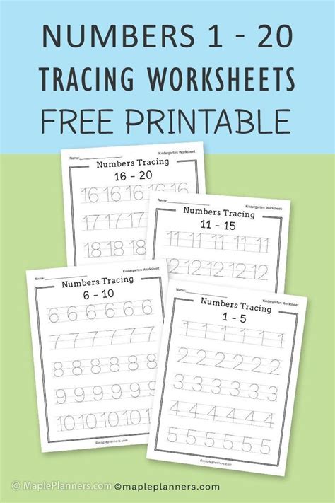 printable numbers tracing   worksheets  kids