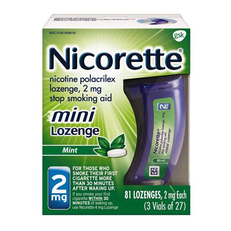 nicorette mg mini nicotine lozenges  quit smoking mint flavored