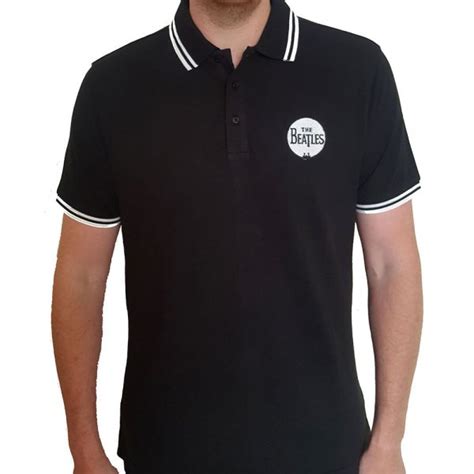 The Beatles Unisex Official Licensed Polo Shirt Drum Logo 2xl Black