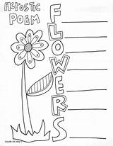 Poetry Acrostic Coloring Poem Pages Kids Classroom Printables Poems Doodles Color Flower Visit Writing Autograph Kindergarten sketch template