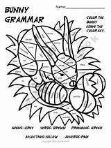 Coloring Grammar Activity Noun Nouns Adverbs Adjectives Pronouns Verb Bunny Color Speech Parts Pronoun Worksheet Verbs Activities Adjective Grade Worksheets sketch template