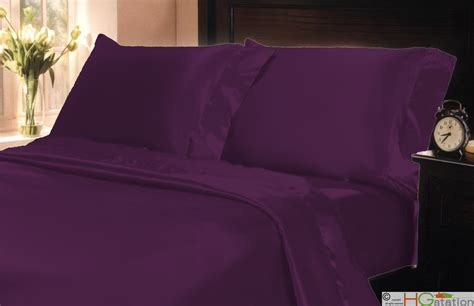 4 Pc Poly Satin Bed Sheet Pillowcase Set 15 Inch Deep