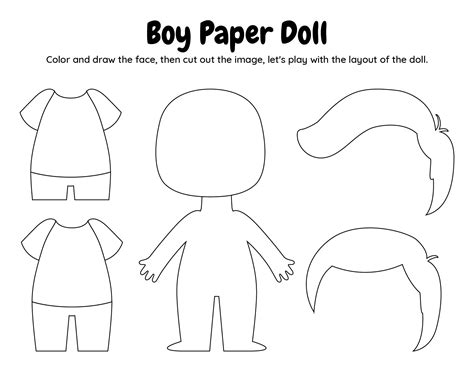 boy paper doll template printable coloring page vrogueco