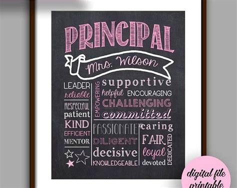 principal gift principal chalkboard style printable etsy principal