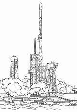 Coloring Falcon Spacex Launch Pages Space Ses Astronomy Drawing Rocket Printable Categories Supercoloring sketch template