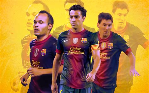 football wallpapers xavi iniesta messi barcelona
