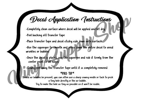 printable decal application instructions instruction printable