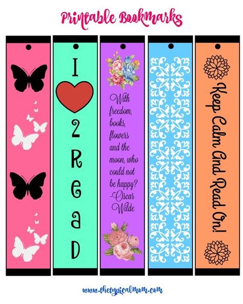 printable bookmarks  typical mom