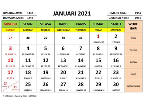 kalender   bulan januari