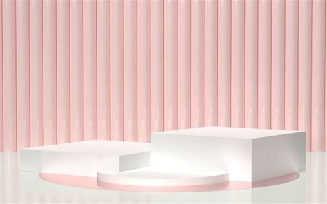 rendered white podium  light pink background  products display pink background