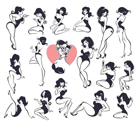 Pin Up Girl Silhouette Vector At