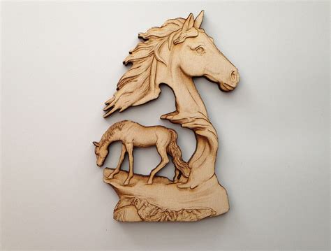 wooden horses laser cut  engraved wood shapes home decor etsy