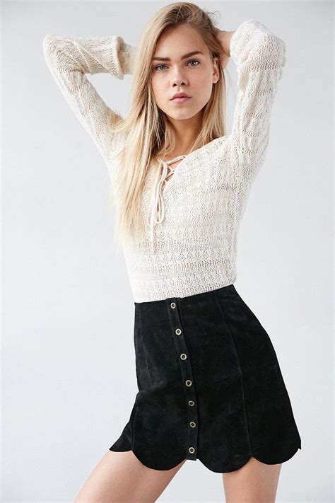 ecote suede scalloped   skirt urban outfitters mini skirts skirt fashion   skirts