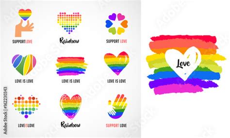 gay lgbt collection of symbols icons and logos with rainbow heart
