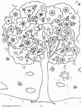 Coloring Spring Pages Tree Kids Outdoor Colouring Children Blossoming Printable Activities Trees Color Sheets Seasons Book Popular Nature Nice Print sketch template