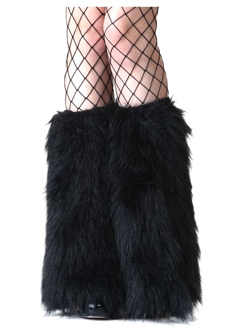 Black Furry Boot Covers For Women Costume Accessories